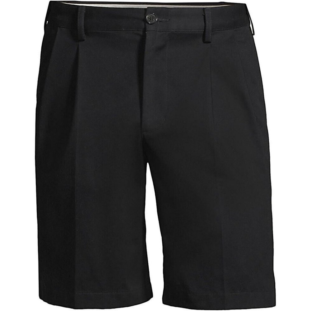 NWT LANDS' END BOYS PLEATED FRONT CHINO SHORTS BLACK 12